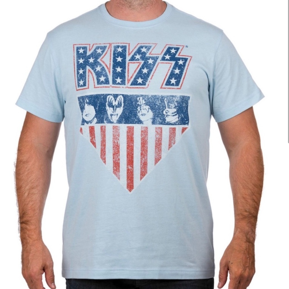 KISS USA America Patriotic Short Sleeve Shirt